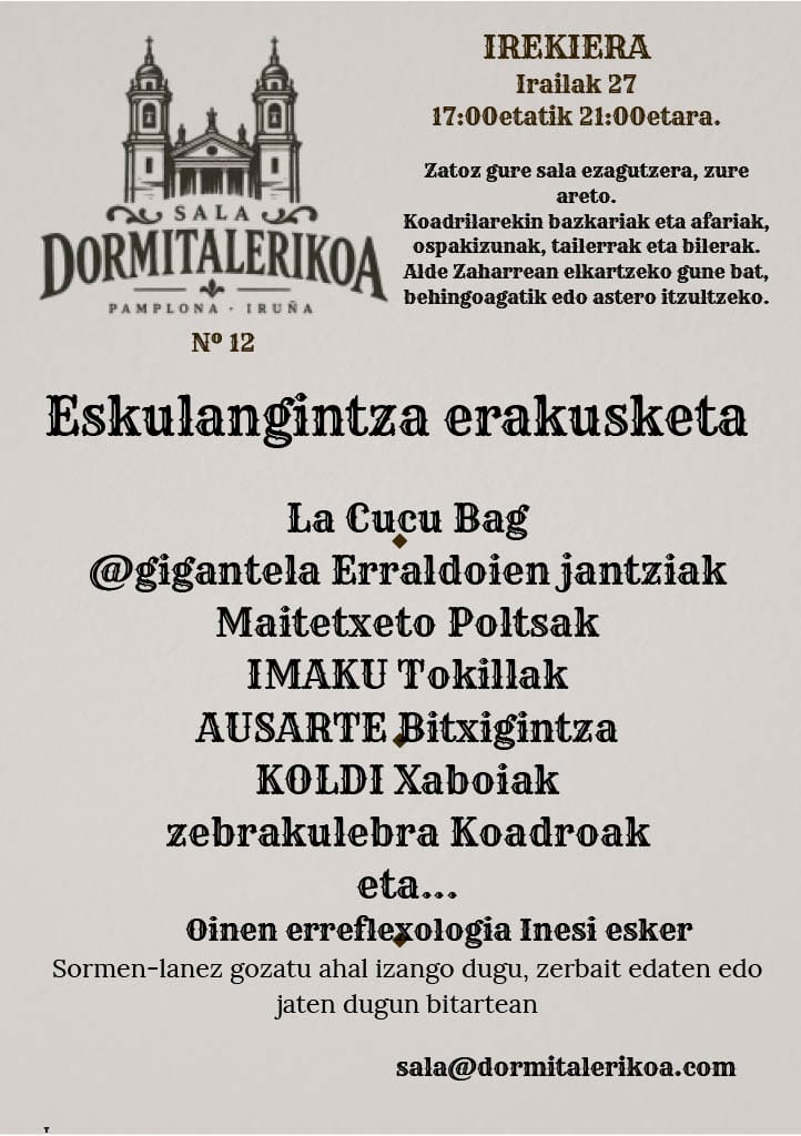 Dormitalerikoako inaugurazioaren eta artisautza erakusketaren kartela